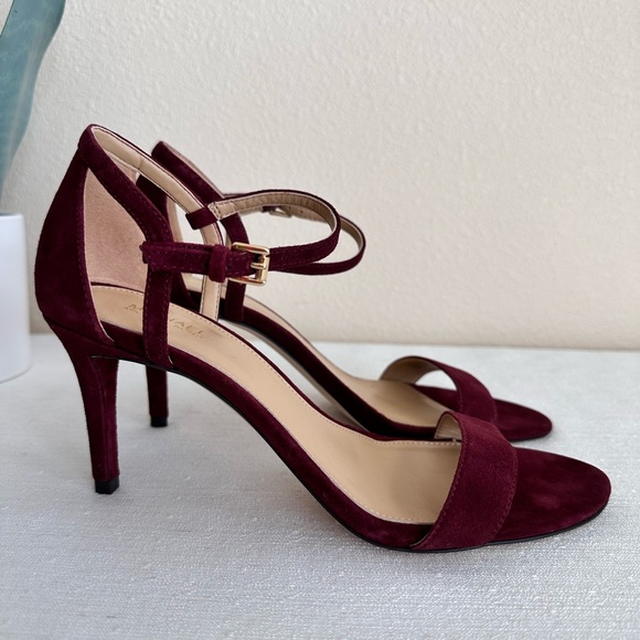 MICHAEL Michael Kors Shoes - New Michael Michael Kors Simone Wine Suede Ankle Strap Dress Sandals Womens 8.5M